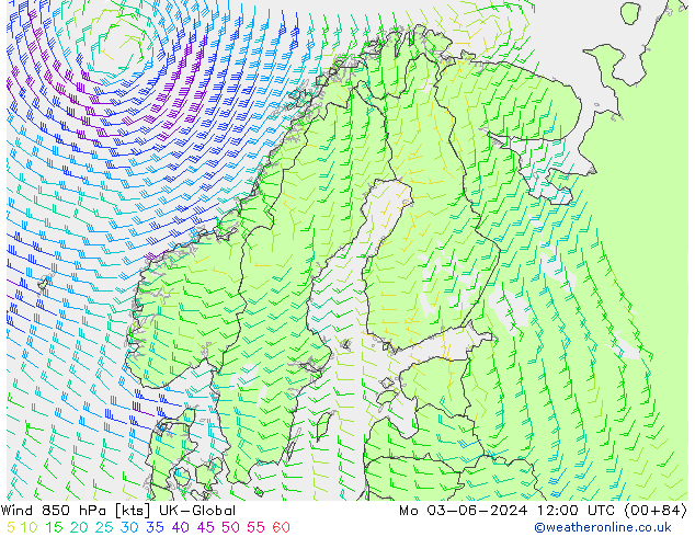 Wind 850 hPa UK-Global ma 03.06.2024 12 UTC