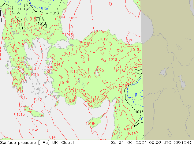 pression de l'air UK-Global sam 01.06.2024 00 UTC