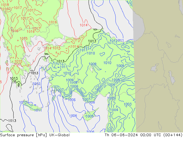 Surface pressure UK-Global Th 06.06.2024 00 UTC