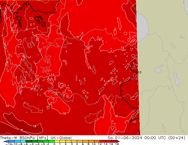 Theta-W 850hPa UK-Global sáb 01.06.2024 00 UTC