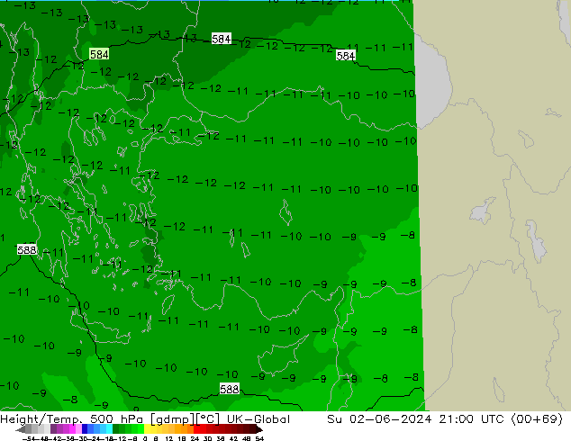 Height/Temp. 500 hPa UK-Global Su 02.06.2024 21 UTC