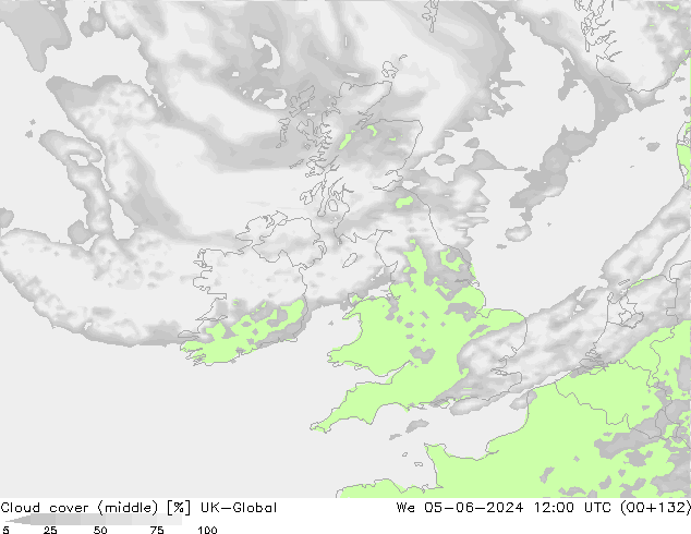 Bewolking (Middelb.) UK-Global wo 05.06.2024 12 UTC