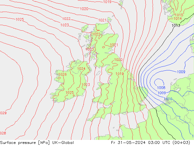 pression de l'air UK-Global ven 31.05.2024 03 UTC