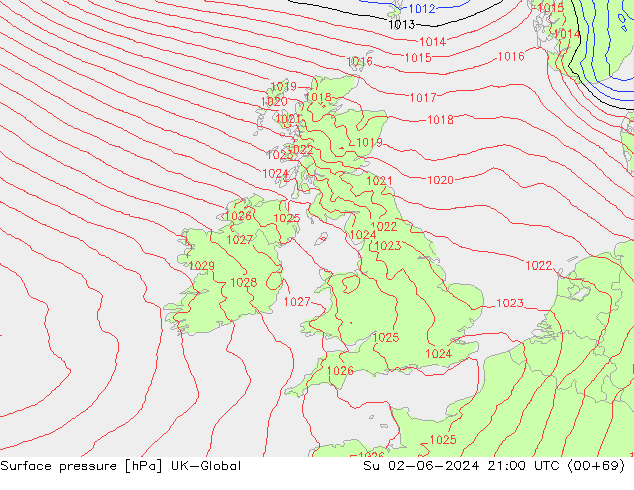 pression de l'air UK-Global dim 02.06.2024 21 UTC