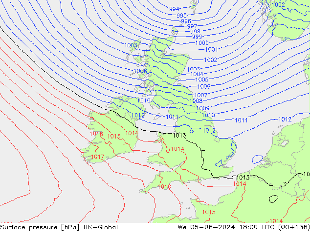 Surface pressure UK-Global We 05.06.2024 18 UTC