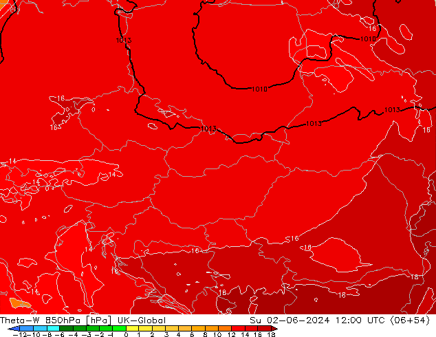Theta-W 850hPa UK-Global Su 02.06.2024 12 UTC
