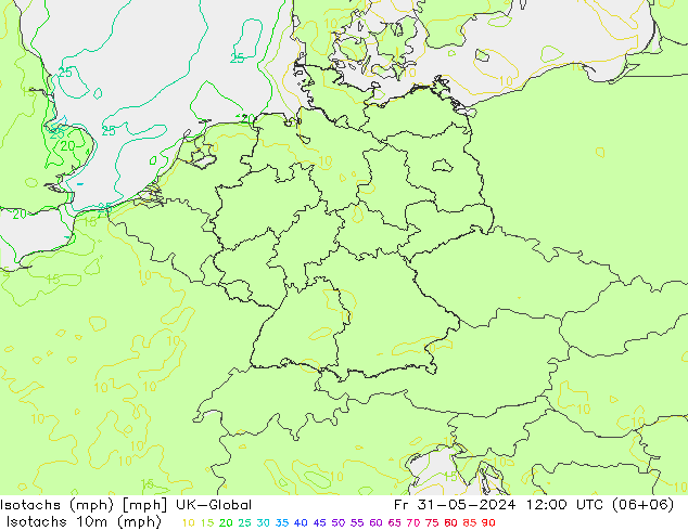 Isotachs (mph) UK-Global Fr 31.05.2024 12 UTC