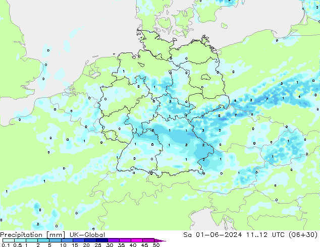 Precipitation UK-Global Sa 01.06.2024 12 UTC