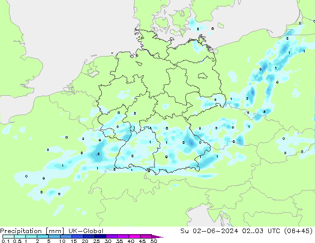 Précipitation UK-Global dim 02.06.2024 03 UTC