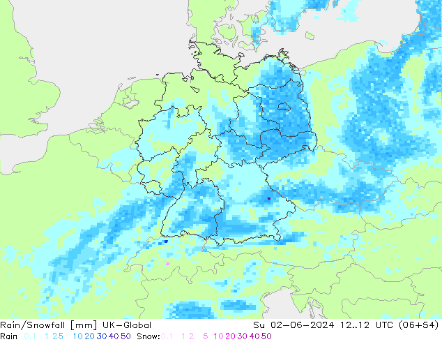Regen/Sneeuwval UK-Global zo 02.06.2024 12 UTC