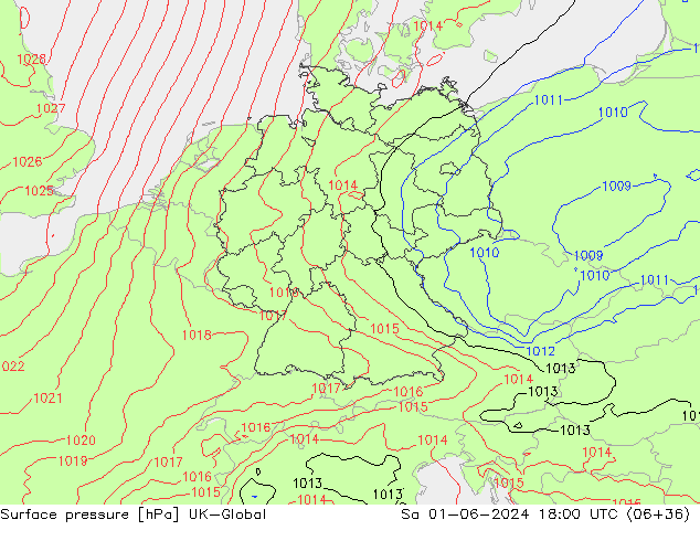 приземное давление UK-Global сб 01.06.2024 18 UTC