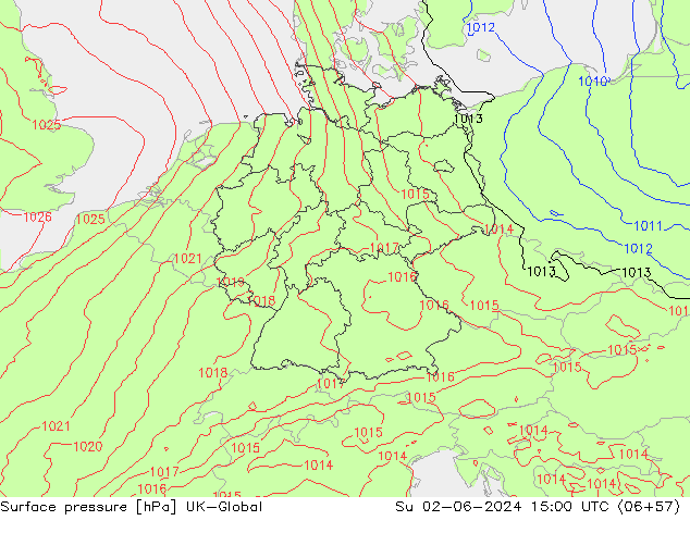 Surface pressure UK-Global Su 02.06.2024 15 UTC