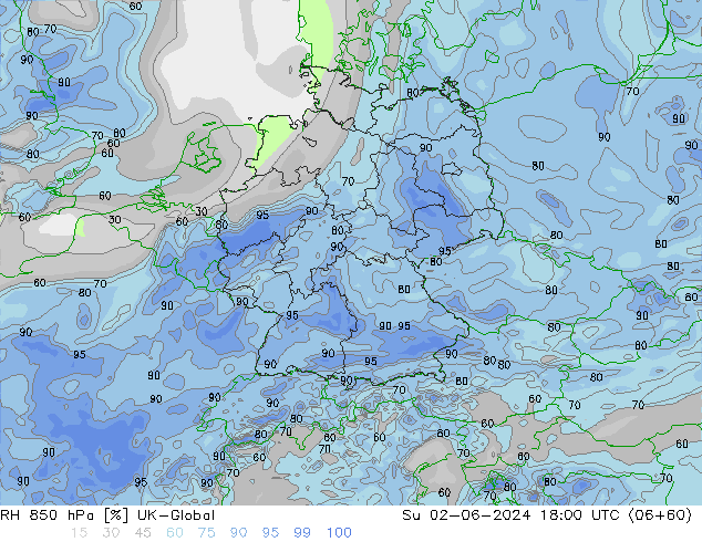 RH 850 hPa UK-Global  02.06.2024 18 UTC