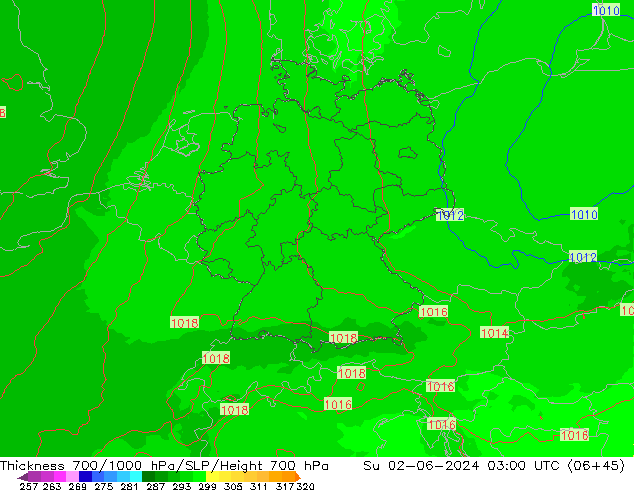 Schichtdicke 700-1000 hPa UK-Global So 02.06.2024 03 UTC