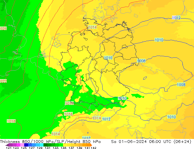 Thck 850-1000 hPa UK-Global Sa 01.06.2024 06 UTC