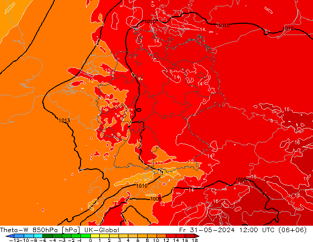 Theta-W 850hPa UK-Global Fr 31.05.2024 12 UTC