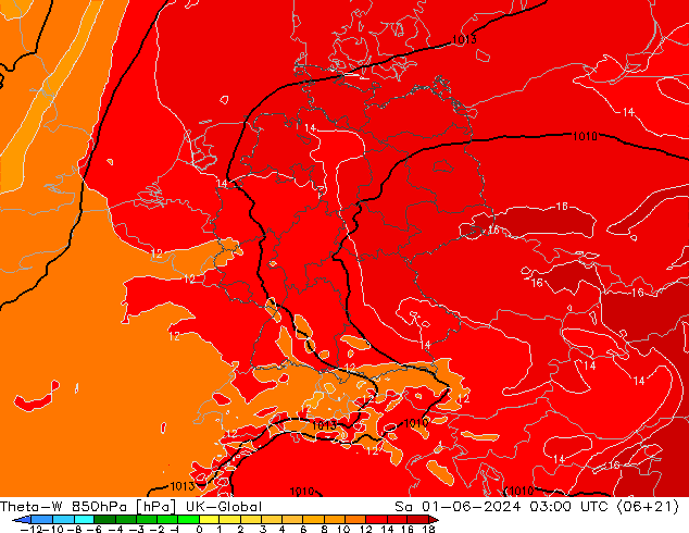 Theta-W 850hPa UK-Global sab 01.06.2024 03 UTC