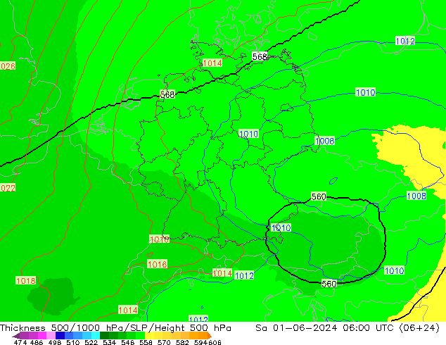 Thck 500-1000hPa UK-Global sab 01.06.2024 06 UTC