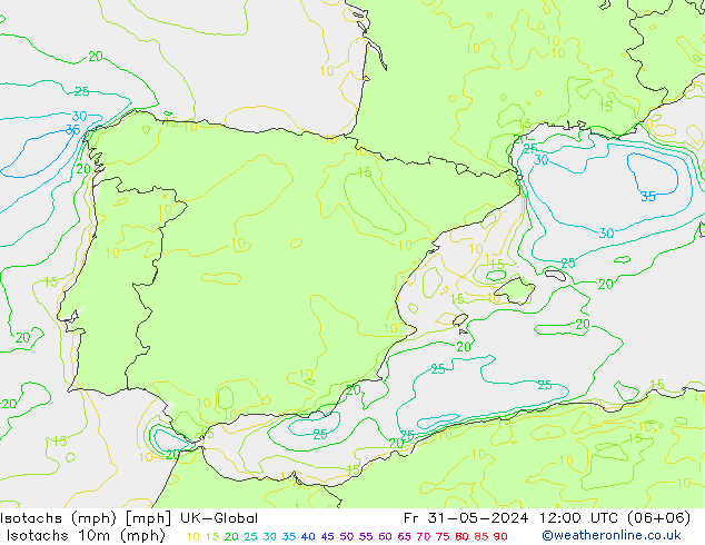 Isotaca (mph) UK-Global vie 31.05.2024 12 UTC