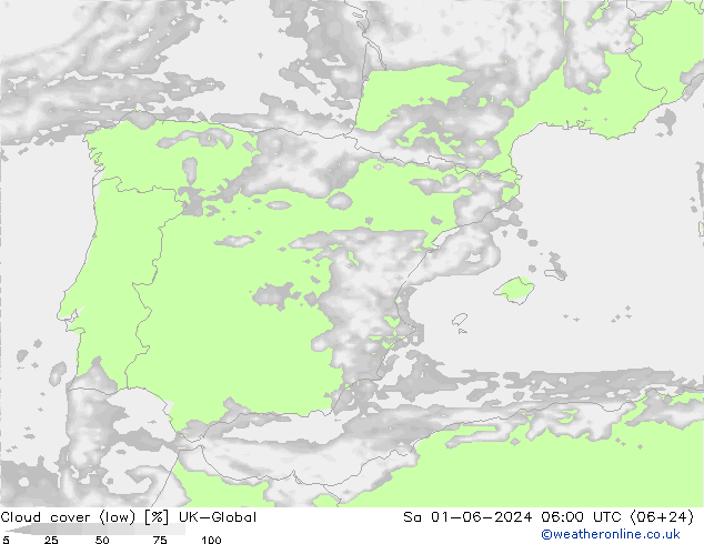 Cloud cover (low) UK-Global Sa 01.06.2024 06 UTC