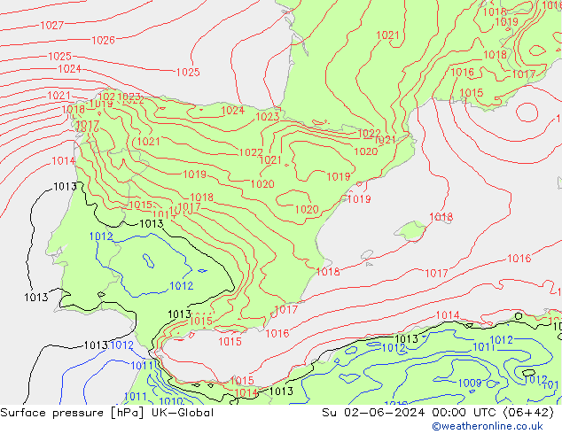 pressão do solo UK-Global Dom 02.06.2024 00 UTC