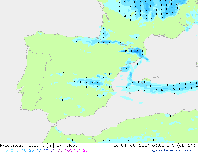 Totale neerslag UK-Global za 01.06.2024 03 UTC