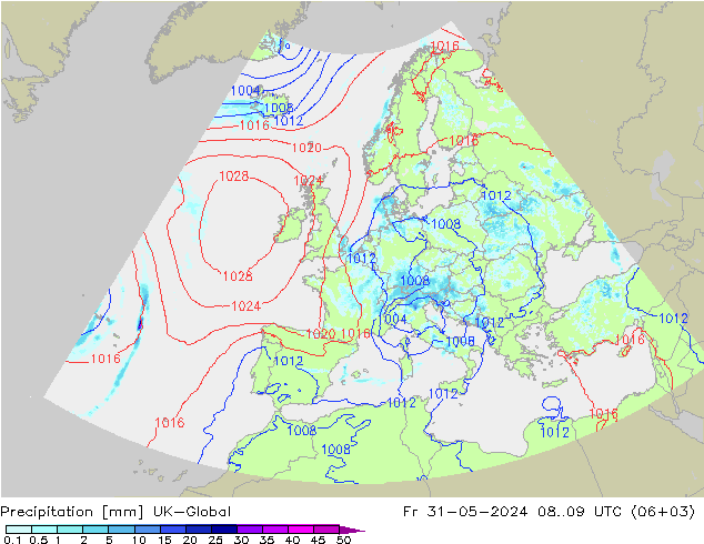 Precipitación UK-Global vie 31.05.2024 09 UTC