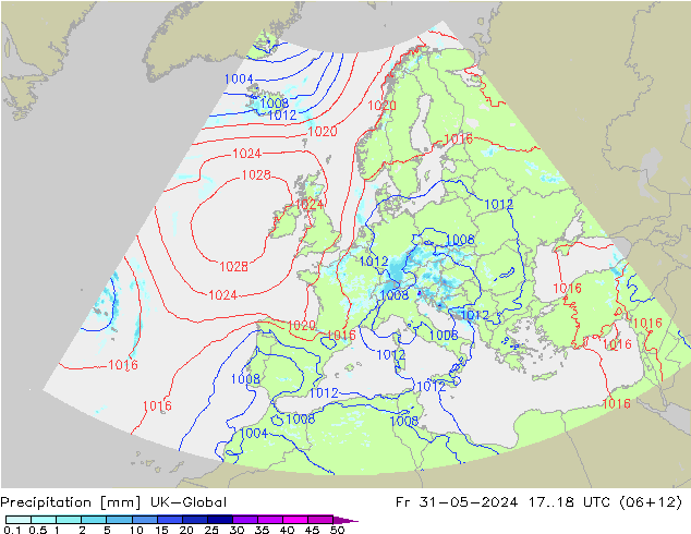 Precipitation UK-Global Fr 31.05.2024 18 UTC