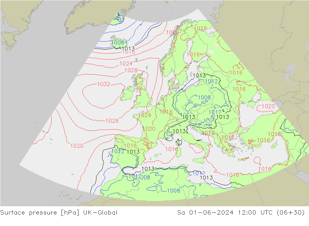 Surface pressure UK-Global Sa 01.06.2024 12 UTC