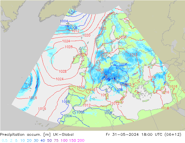 Toplam Yağış UK-Global Cu 31.05.2024 18 UTC