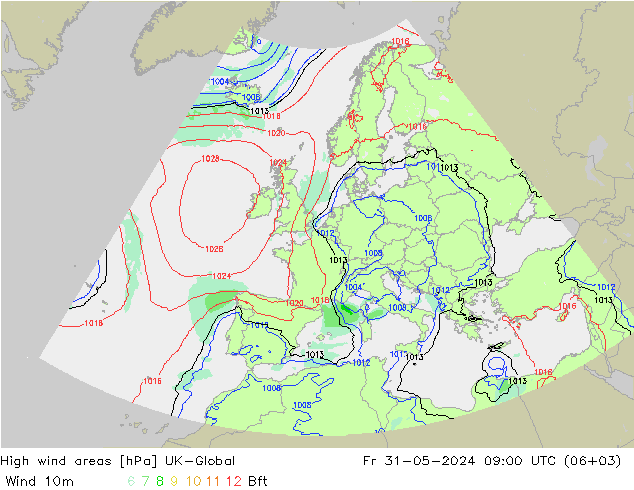 High wind areas UK-Global Fr 31.05.2024 09 UTC