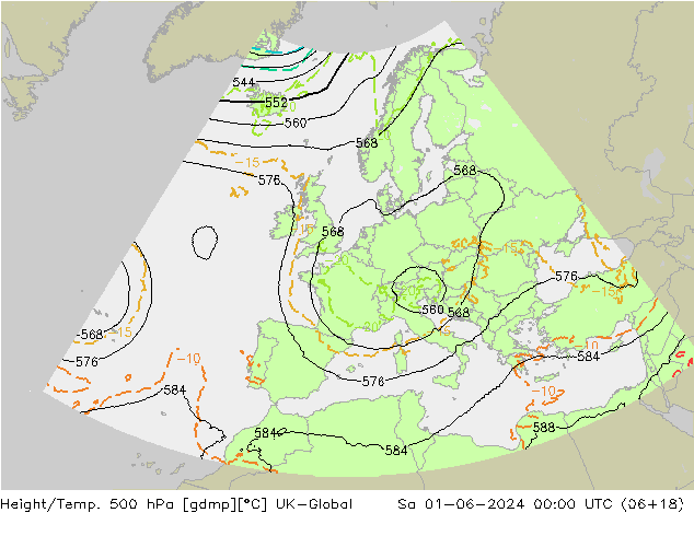 Height/Temp. 500 hPa UK-Global Sáb 01.06.2024 00 UTC