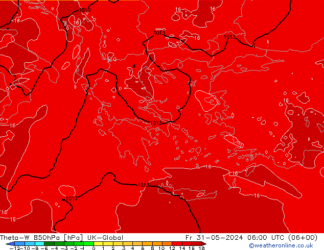 Theta-W 850hPa UK-Global Sex 31.05.2024 06 UTC