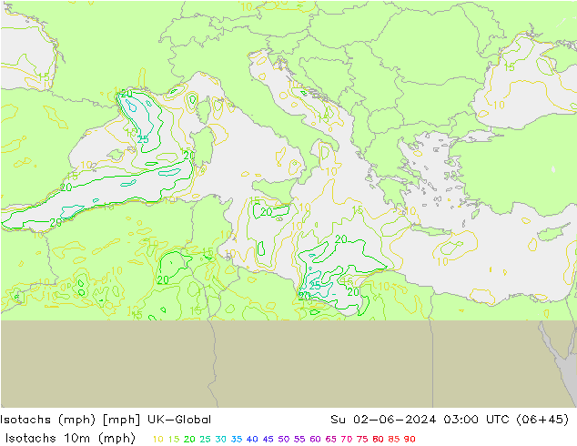 Isotachs (mph) UK-Global Ne 02.06.2024 03 UTC