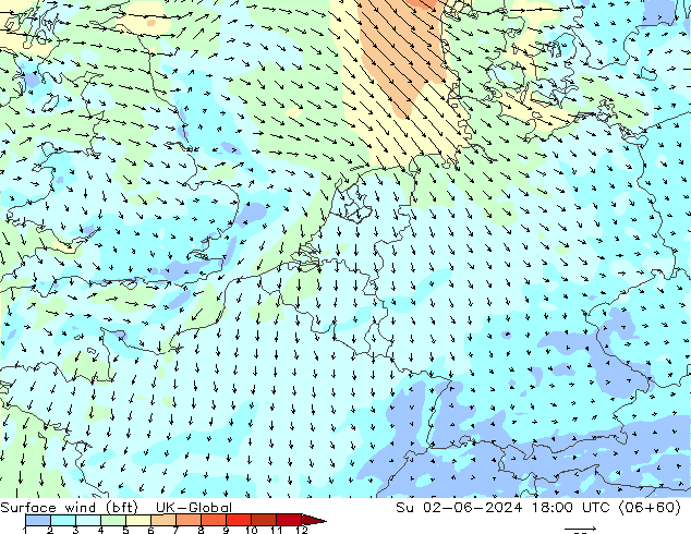 Bodenwind (bft) UK-Global So 02.06.2024 18 UTC