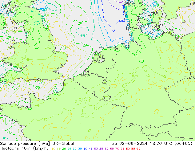 Isotachs (kph) UK-Global Ne 02.06.2024 18 UTC