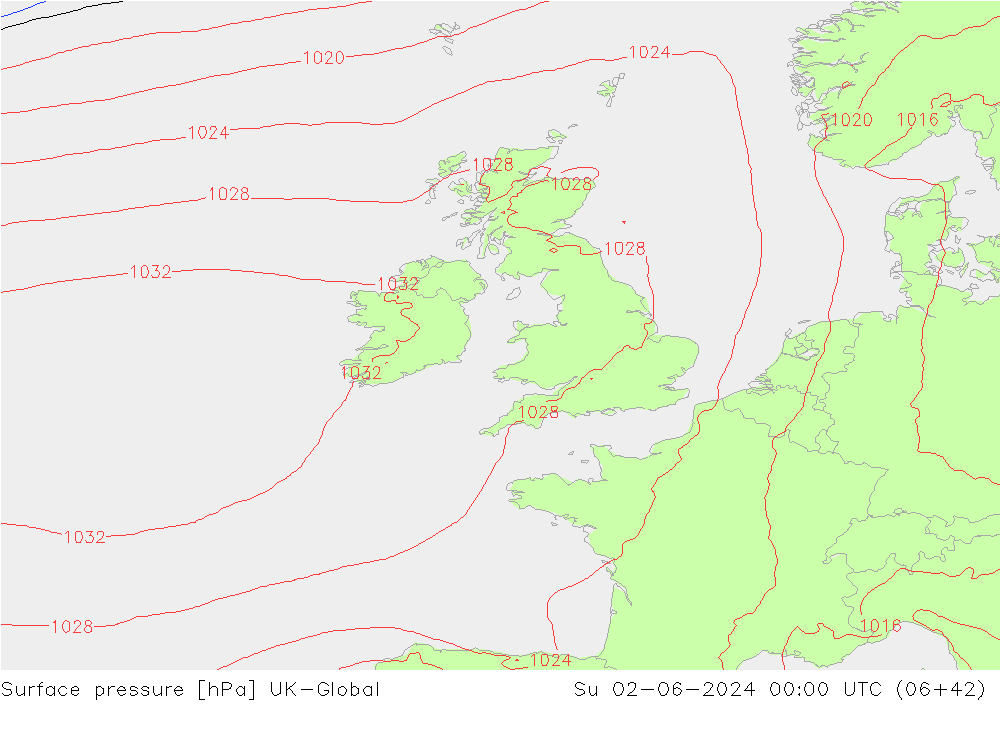 Surface pressure UK-Global Su 02.06.2024 00 UTC