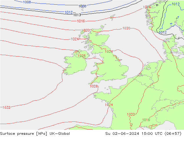 Surface pressure UK-Global Su 02.06.2024 15 UTC