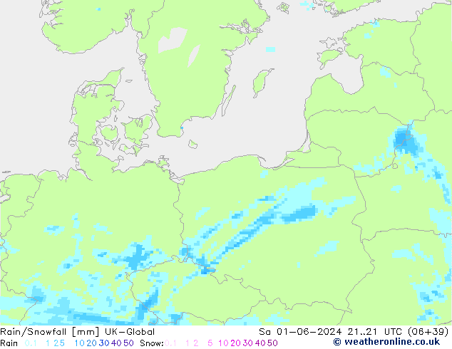 Rain/Snowfall UK-Global So 01.06.2024 21 UTC