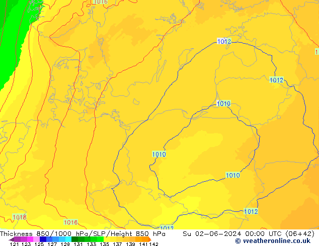 Thck 850-1000 hPa UK-Global Su 02.06.2024 00 UTC