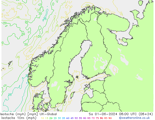 Isotachen (mph) UK-Global za 01.06.2024 06 UTC