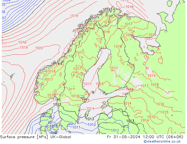 Surface pressure UK-Global Fr 31.05.2024 12 UTC