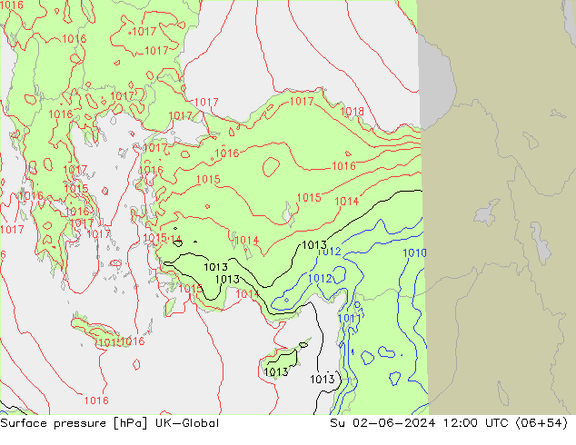 pression de l'air UK-Global dim 02.06.2024 12 UTC