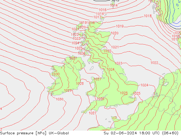 Yer basıncı UK-Global Paz 02.06.2024 18 UTC