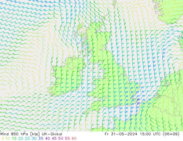wiatr 850 hPa UK-Global pt. 31.05.2024 15 UTC