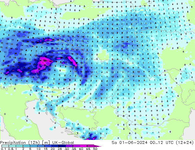 Precipitación (12h) UK-Global sáb 01.06.2024 12 UTC