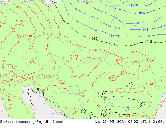 Pressione al suolo UK-Global lun 03.06.2024 06 UTC