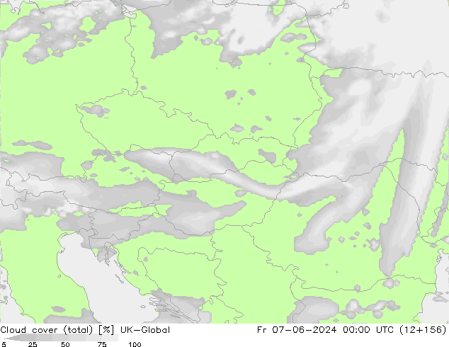 Cloud cover (total) UK-Global Fr 07.06.2024 00 UTC