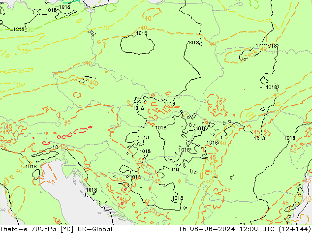 Theta-e 700hPa UK-Global Th 06.06.2024 12 UTC