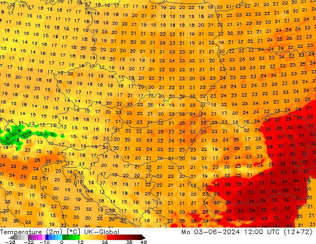 Temperatura (2m) UK-Global lun 03.06.2024 12 UTC